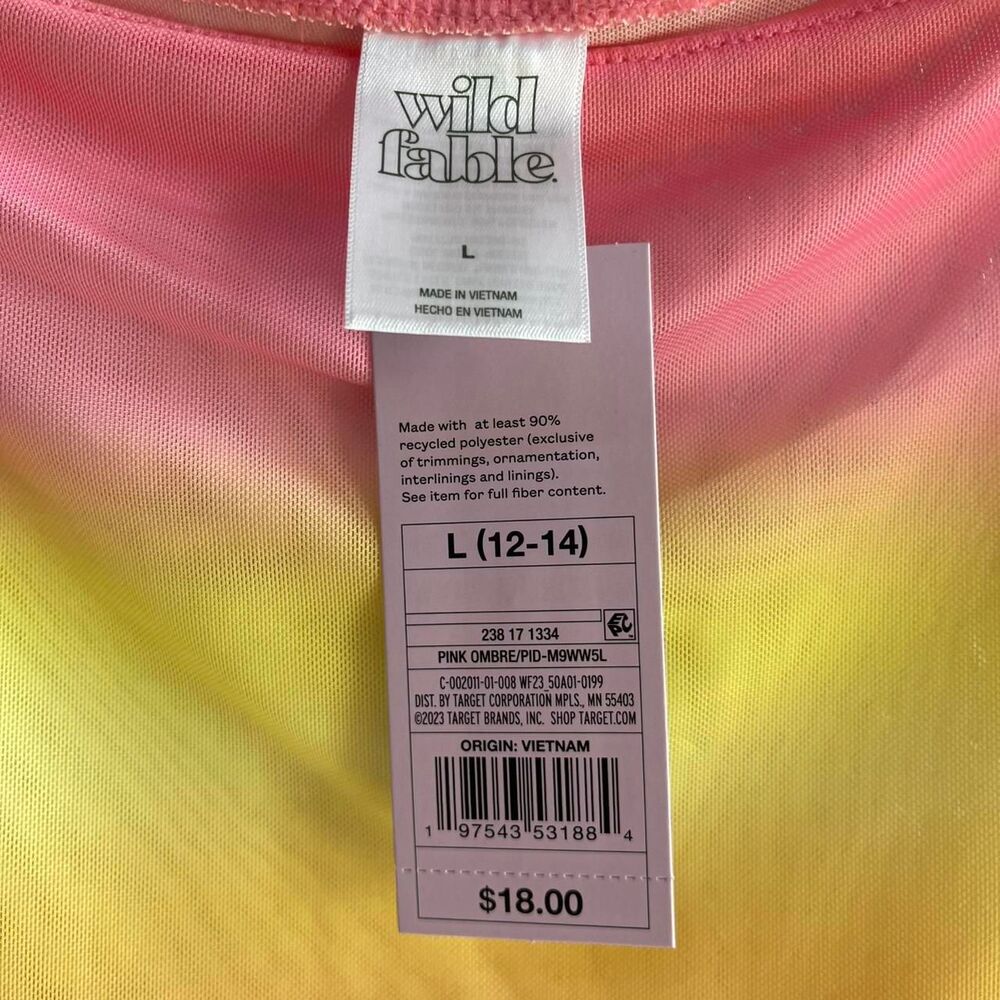 Wild Fable Large Pink & Yellow Tie-Dye Ruched Cover-Up Mini Skirt - Picture 5 of 5